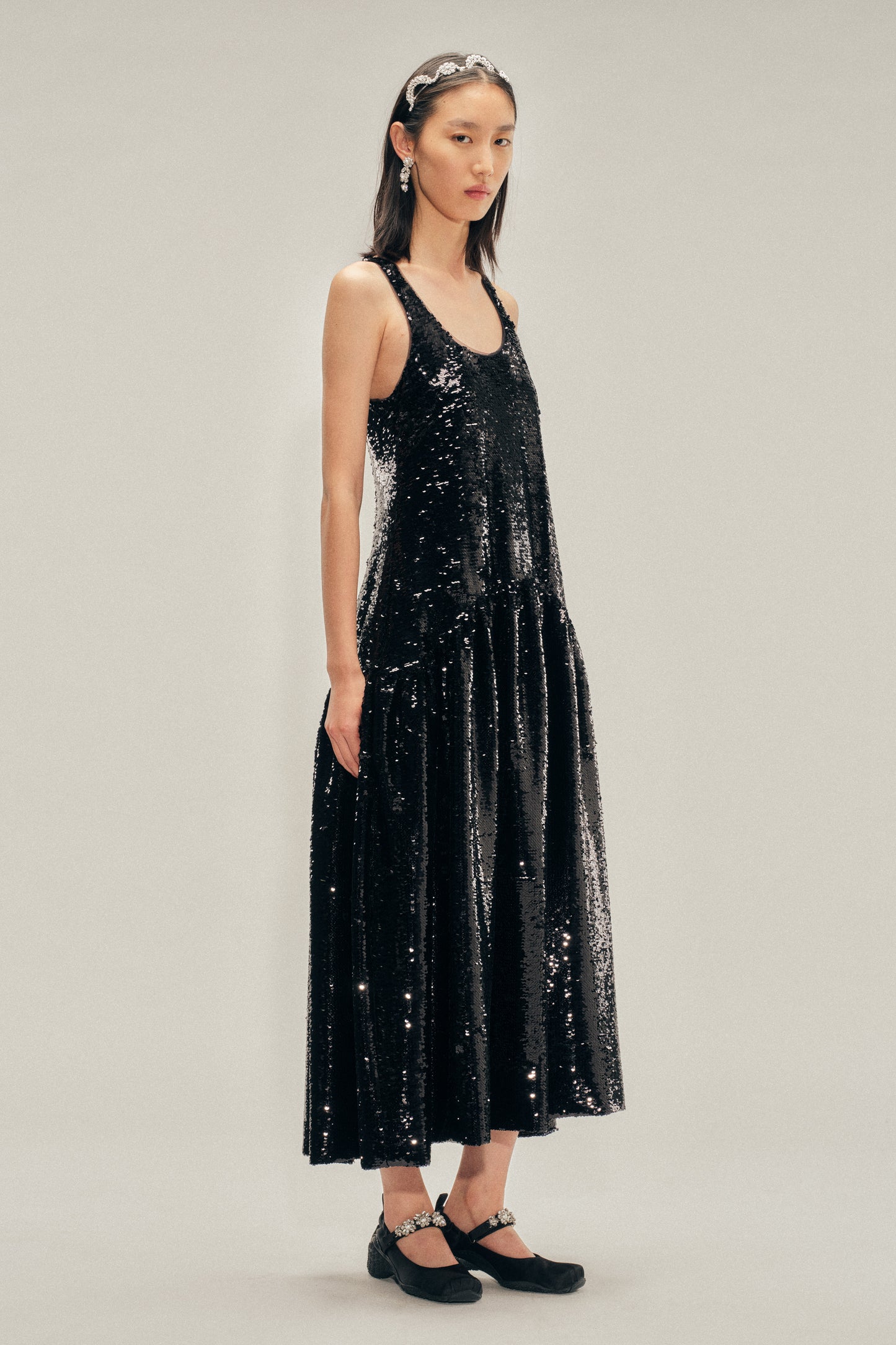 Tapered Back Flounce Dress