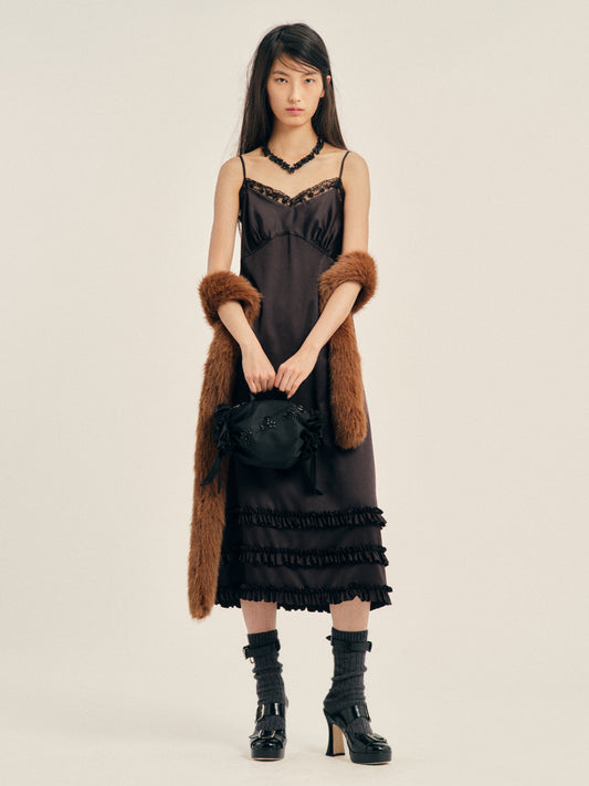 Ruffle Frill Hem Slip Dress