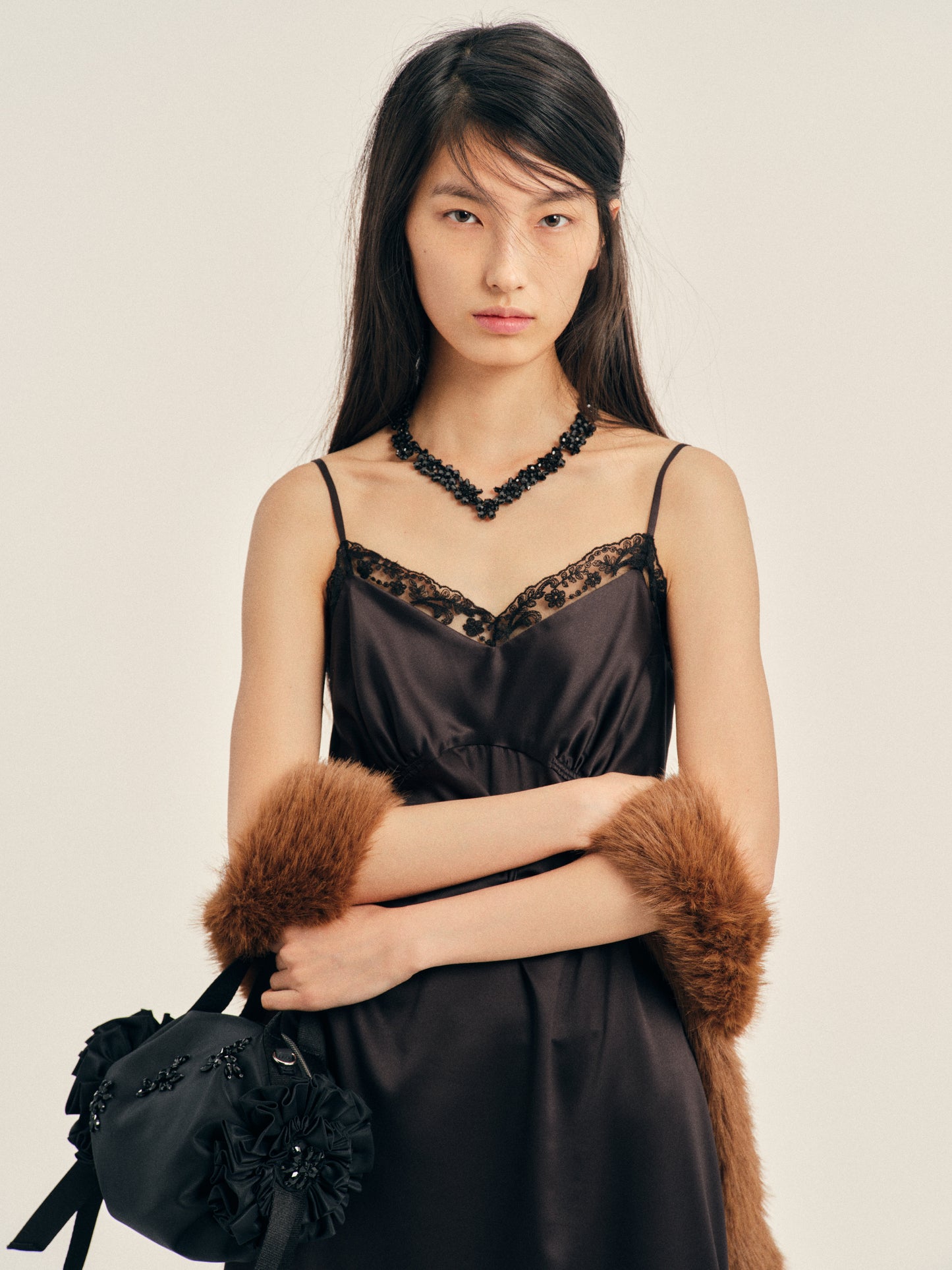 Turbo Embellished Mini Double Ribbon Rosette Bag