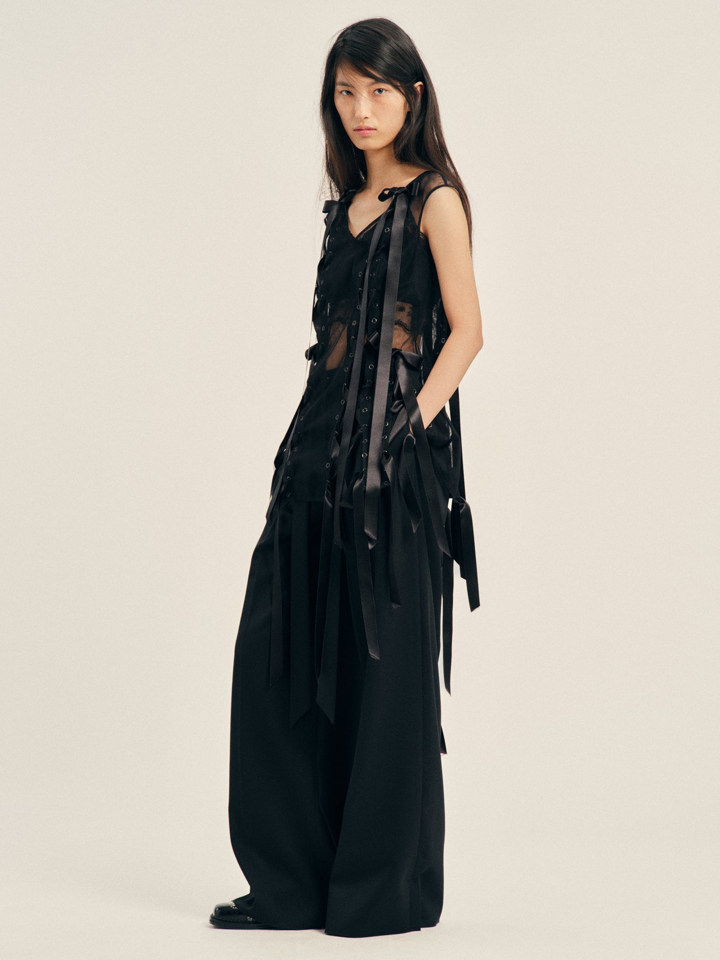 Unraveling Ribbon Portrait Top