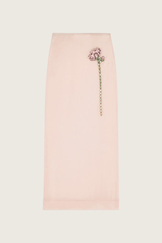 Embellished Carnation Column Skirt