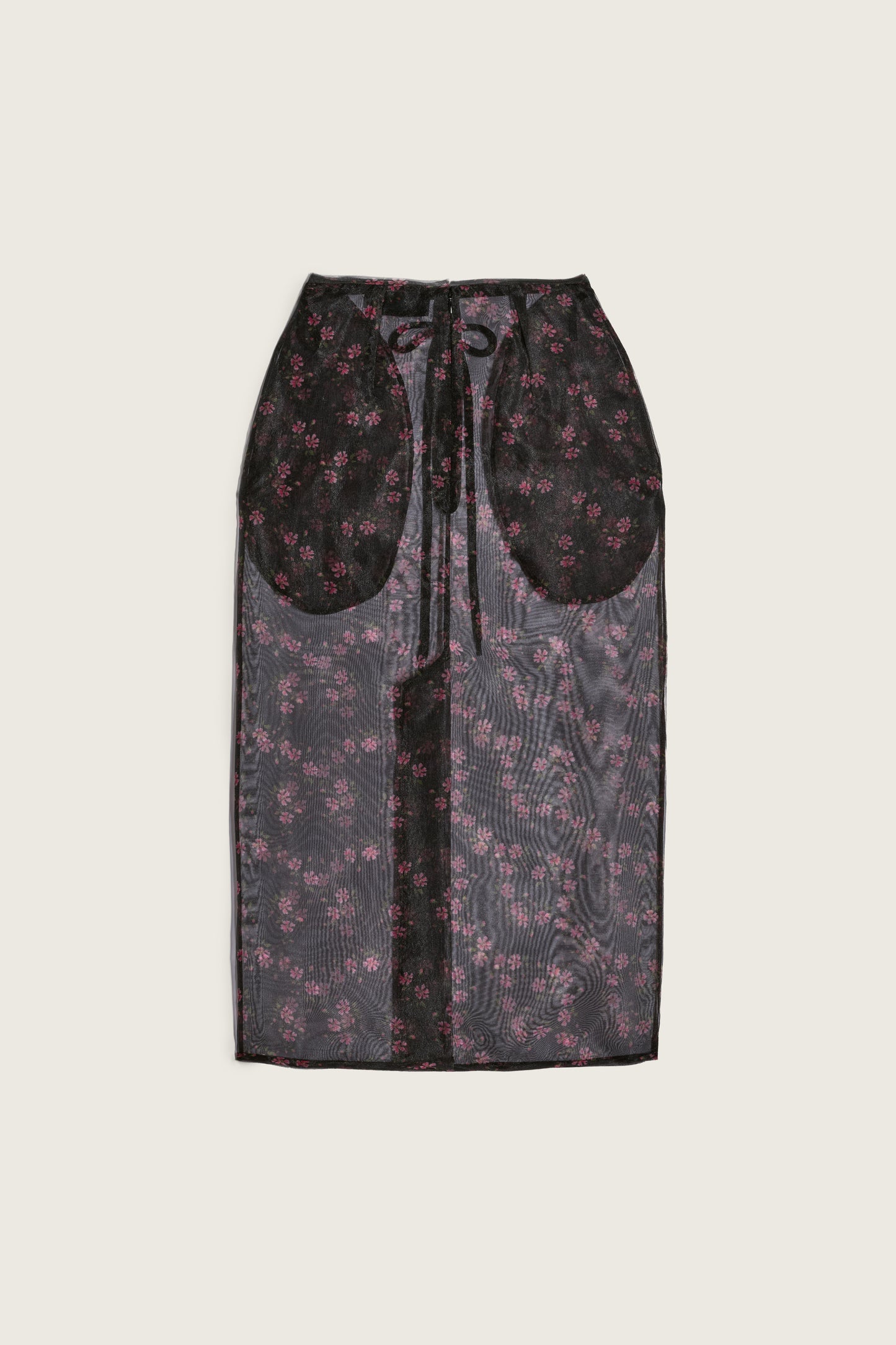 Sheer Frayed Column Pencil Skirt