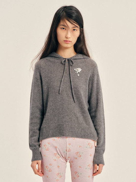 Embellished Relaxed Cashmere Hoodie
