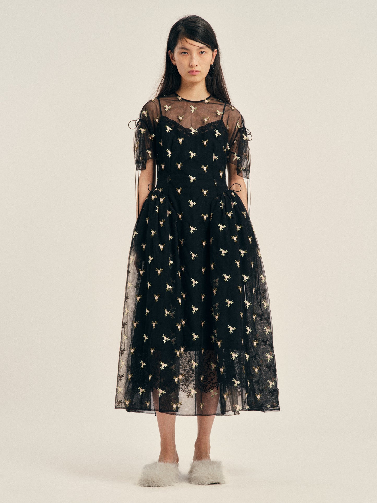 Puff Sleeve Cord Hip Dress