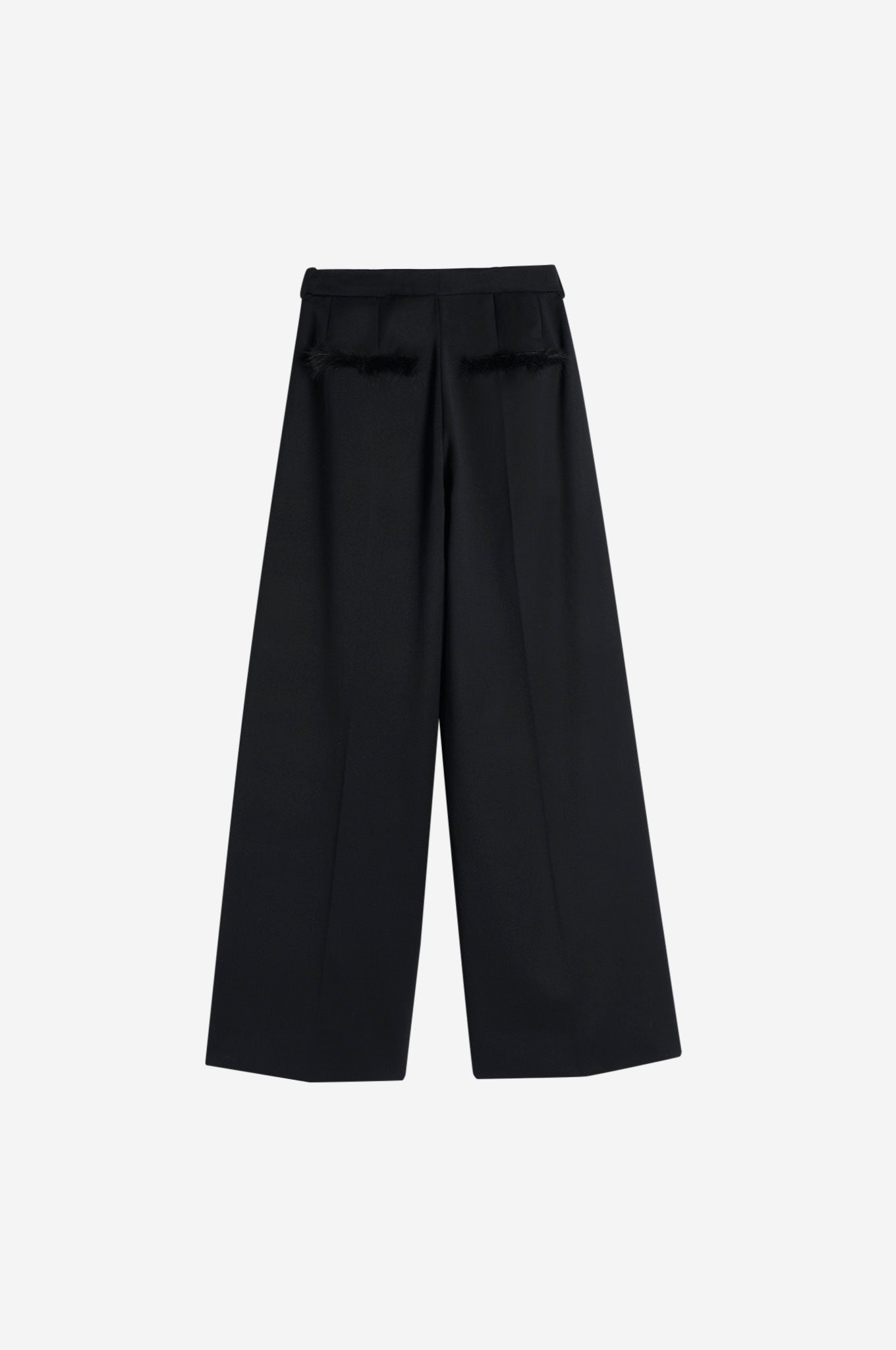 Furry Welt Pocket Wide Leg Trousers