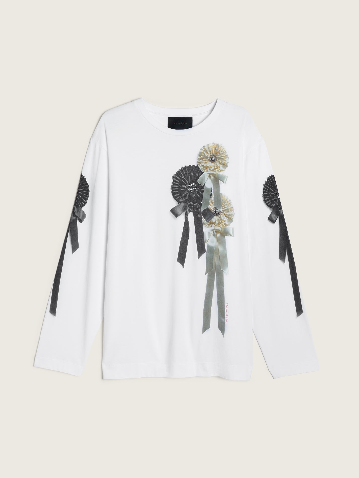 Ribbon Rosette Print Long Sleeve T-Shirt