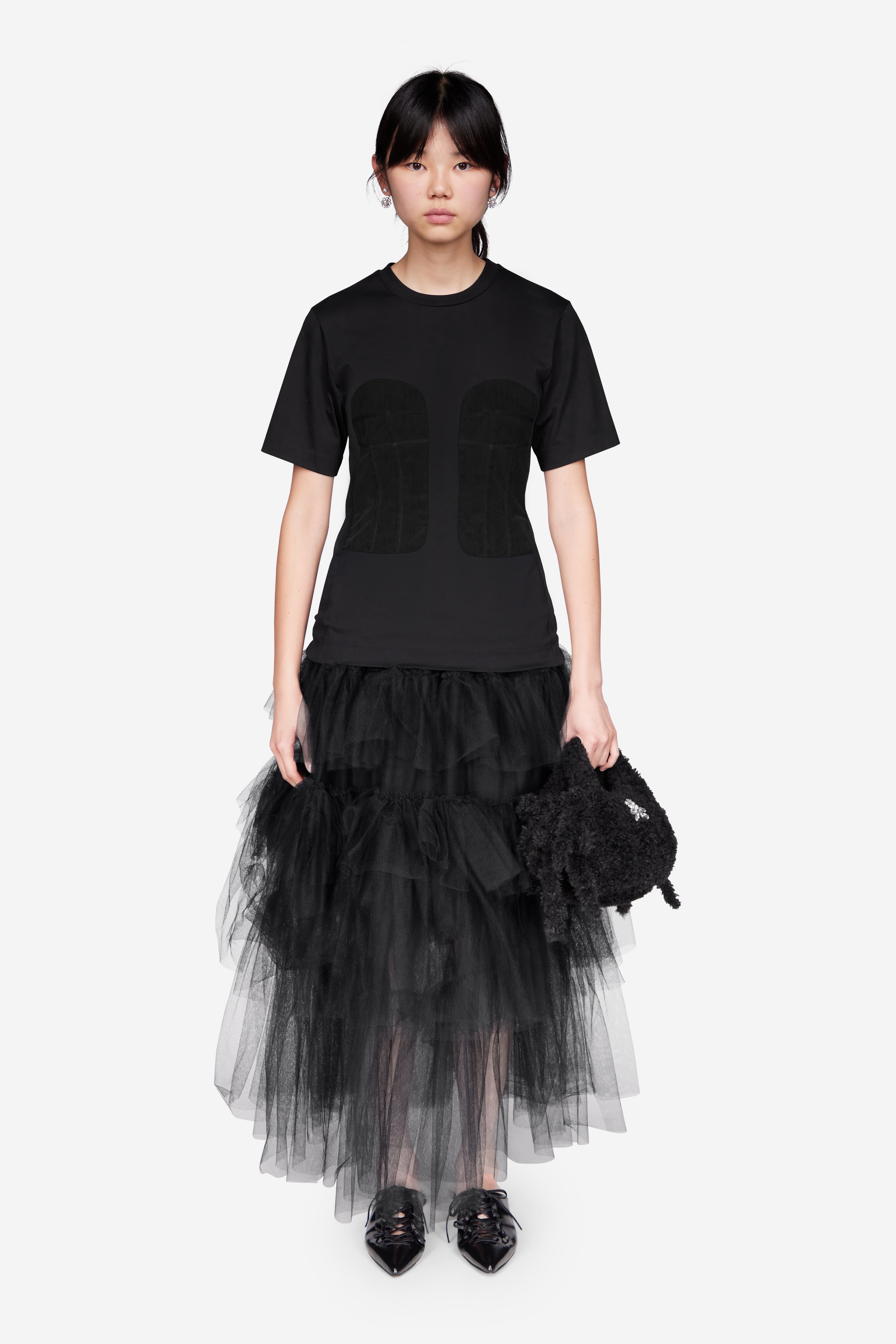 SIMONE ROCHA Cotton Jersey Top With Ruching, Gathering And Ruffled Details outlet