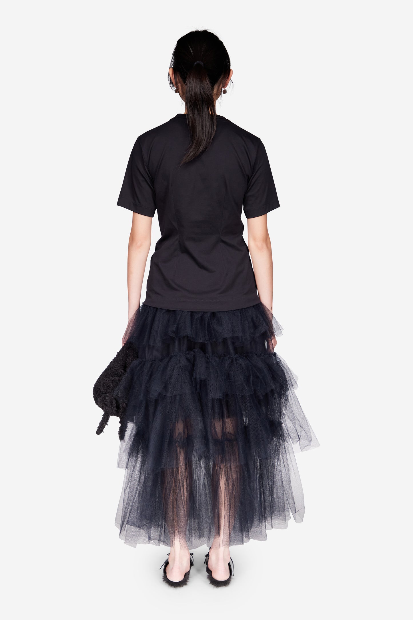 Tulle Paneled Bust T-Shirt