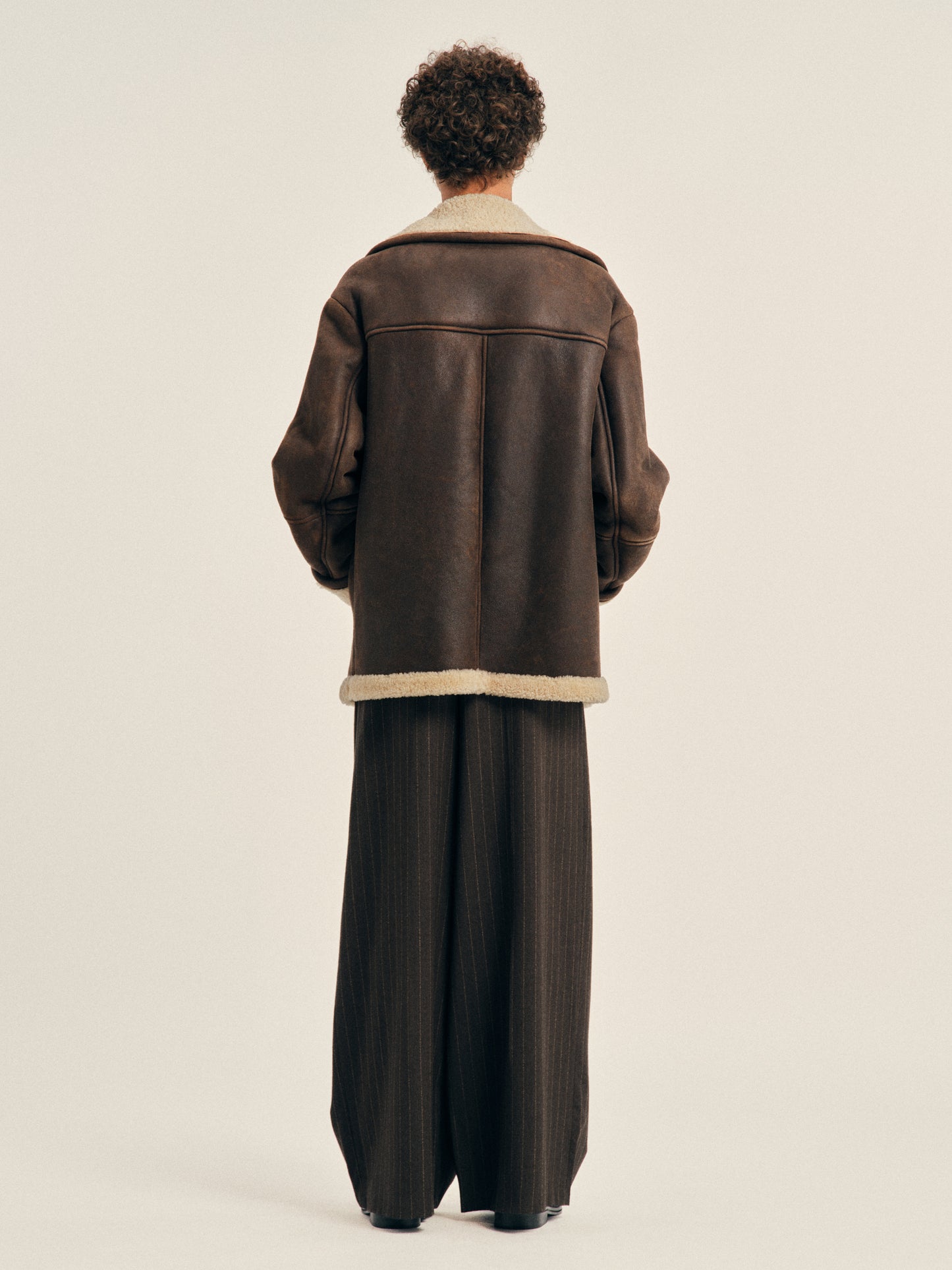 Double Breasted Shearling Aviator Jacket