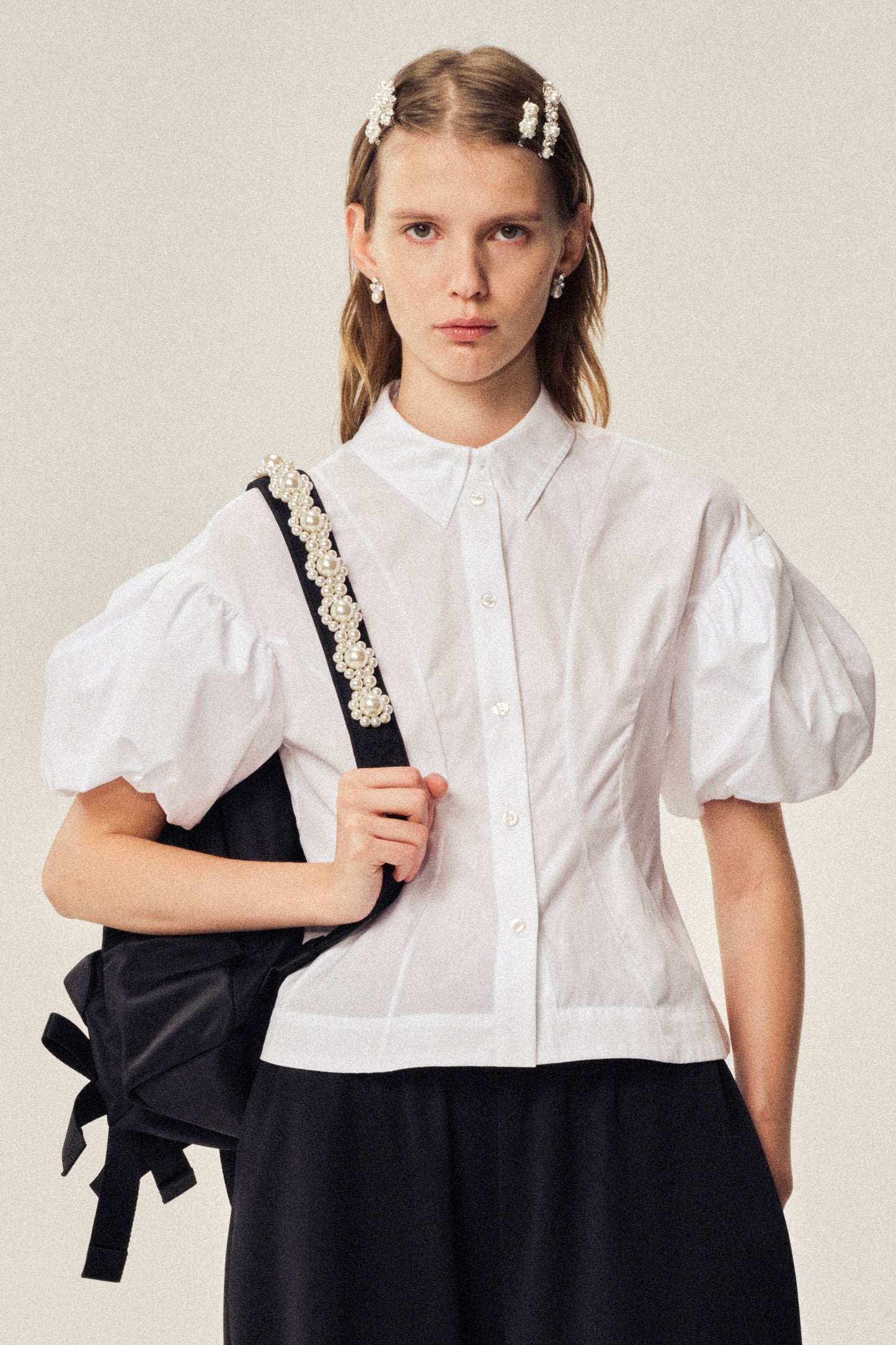 Cropped Puff Sleeve Shirt