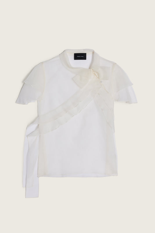 Sheer Petal Bow Sash Top