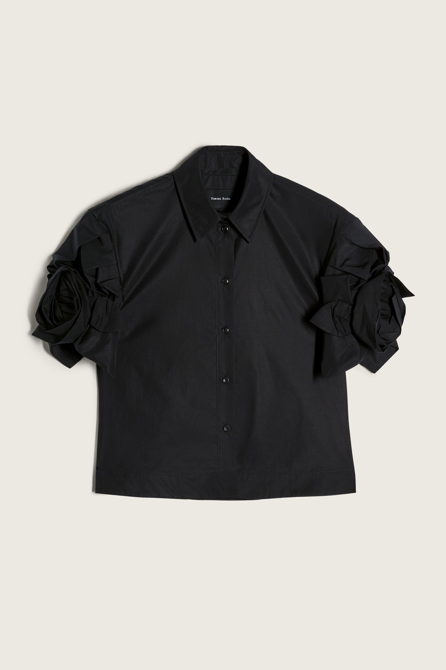 Cropped Rose Puff Sleeve Shirt