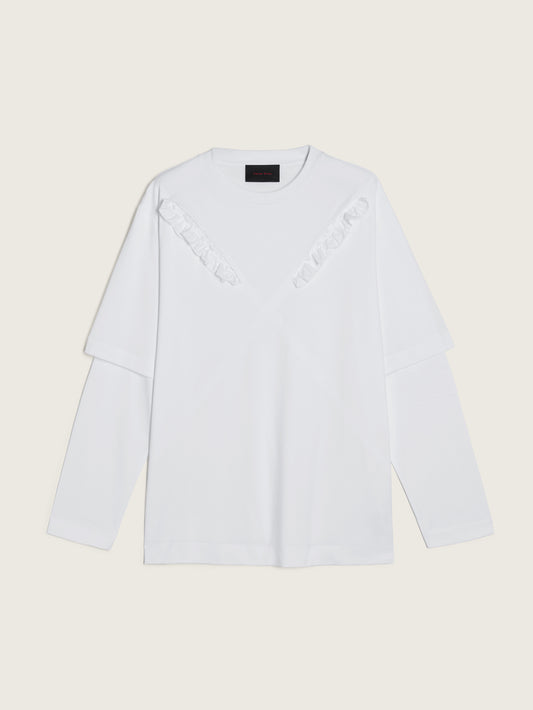 Ruffle Slash Layered Long Sleeve T-Shirt