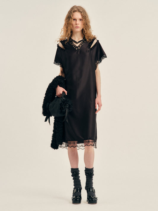 Slash Lace Trim Easy Dress