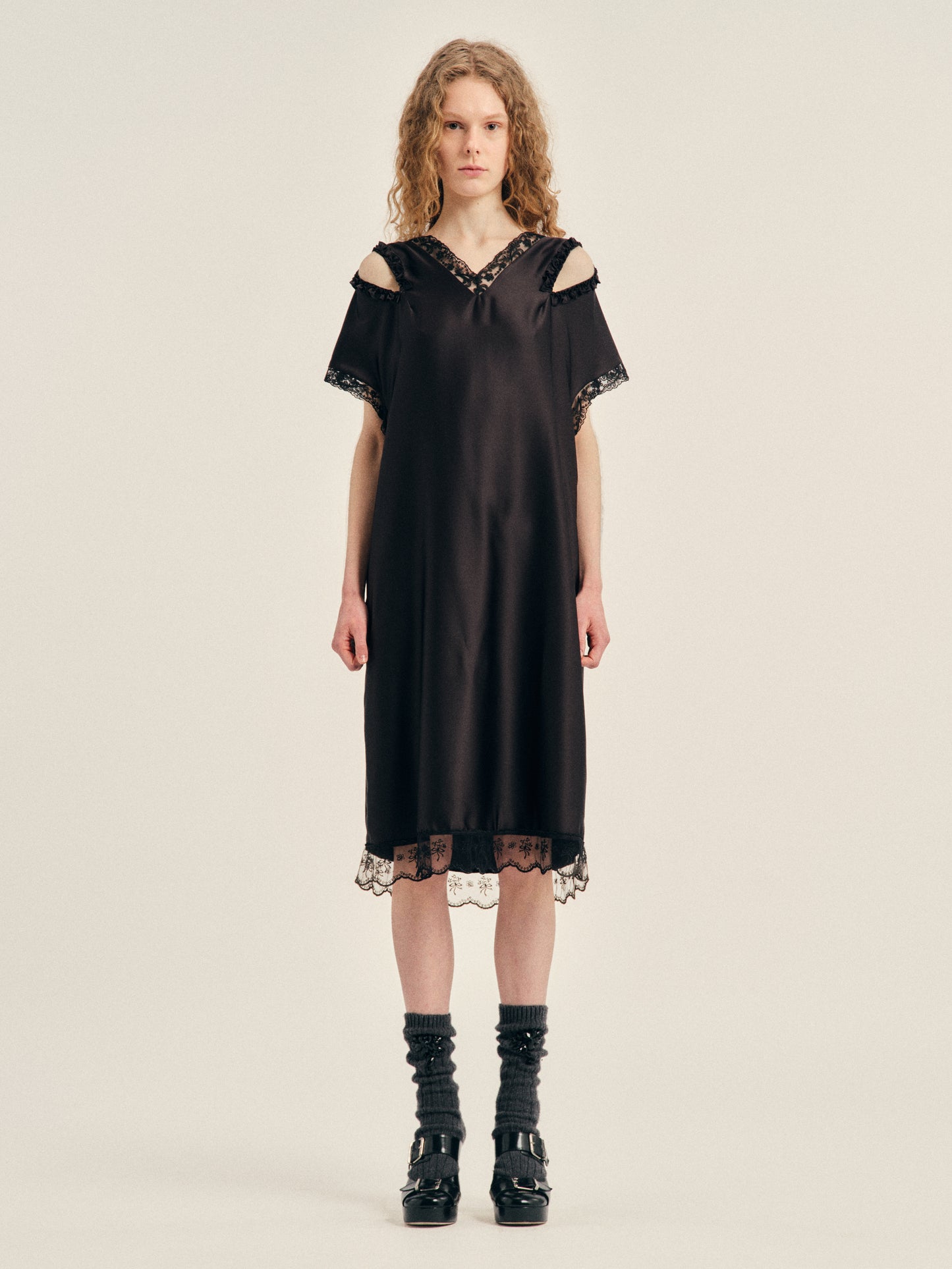 Slash Lace Trim Easy Dress