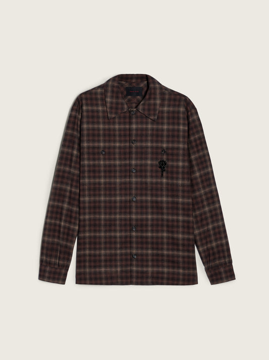 Embellished Military Flannel Shirt