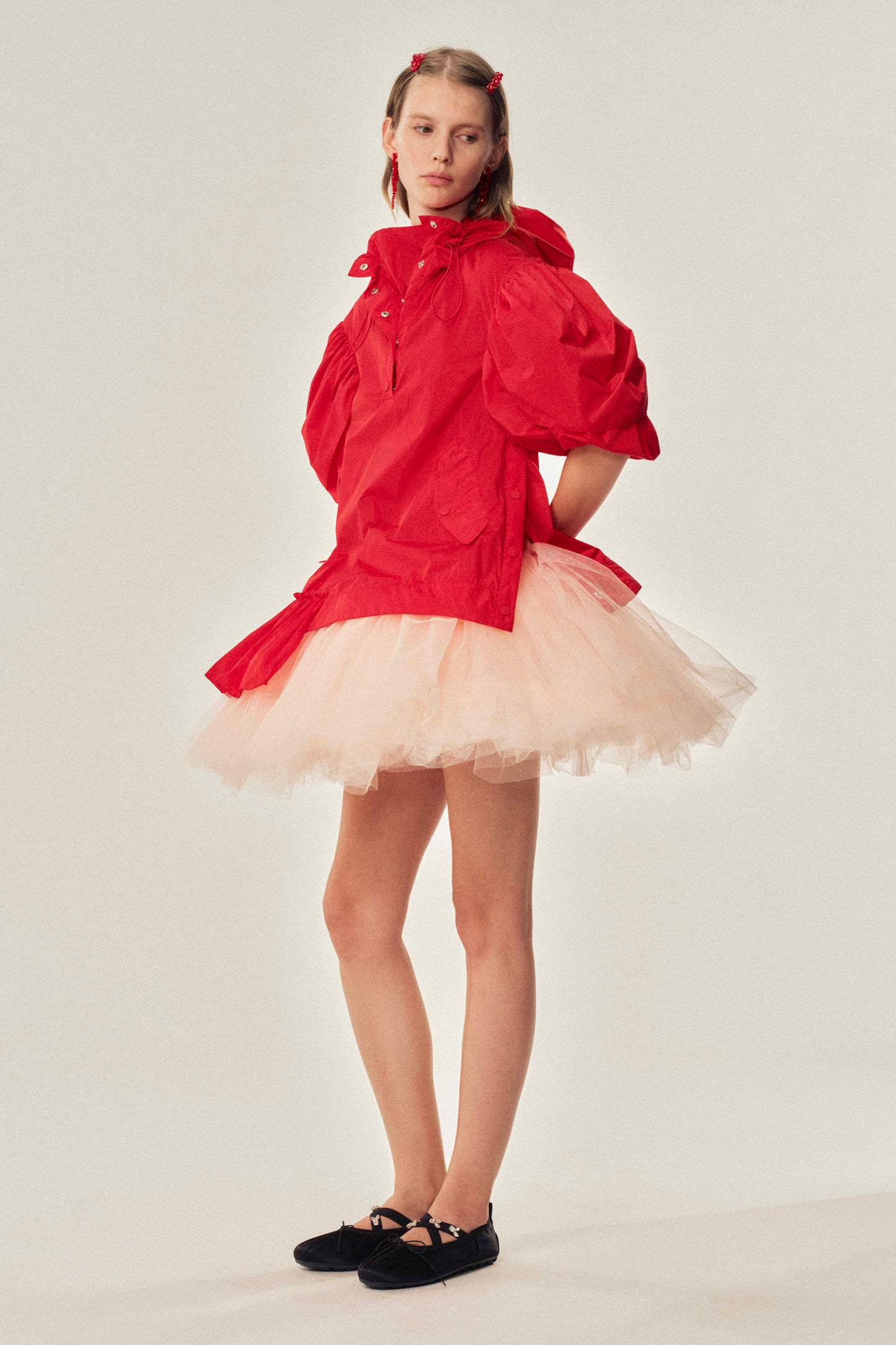 Petal Sleeve Ruffle Cagoule