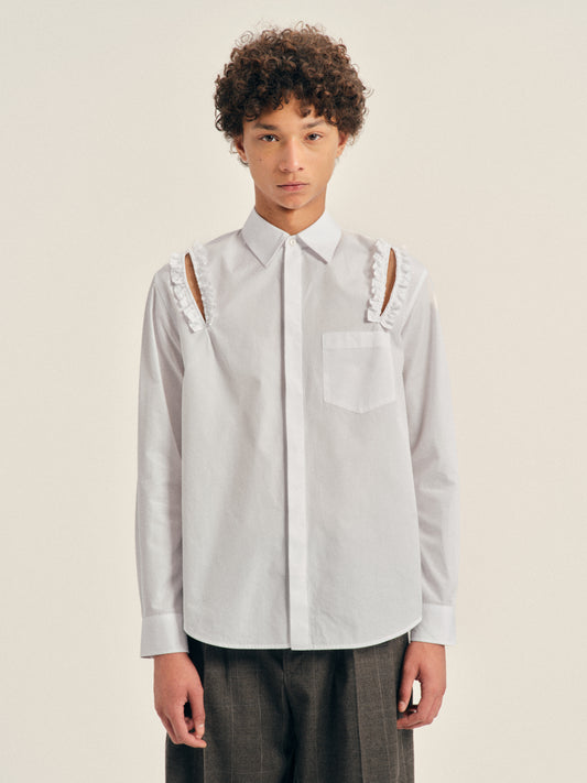 Ruffle Slash Classic Concealed Button Shirt