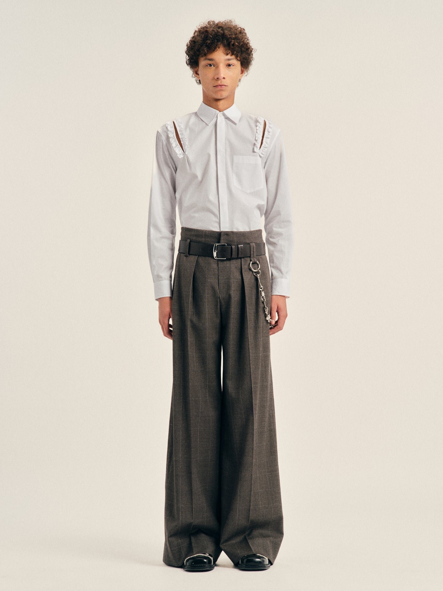 Ruffle Slash Classic Concealed Button Shirt