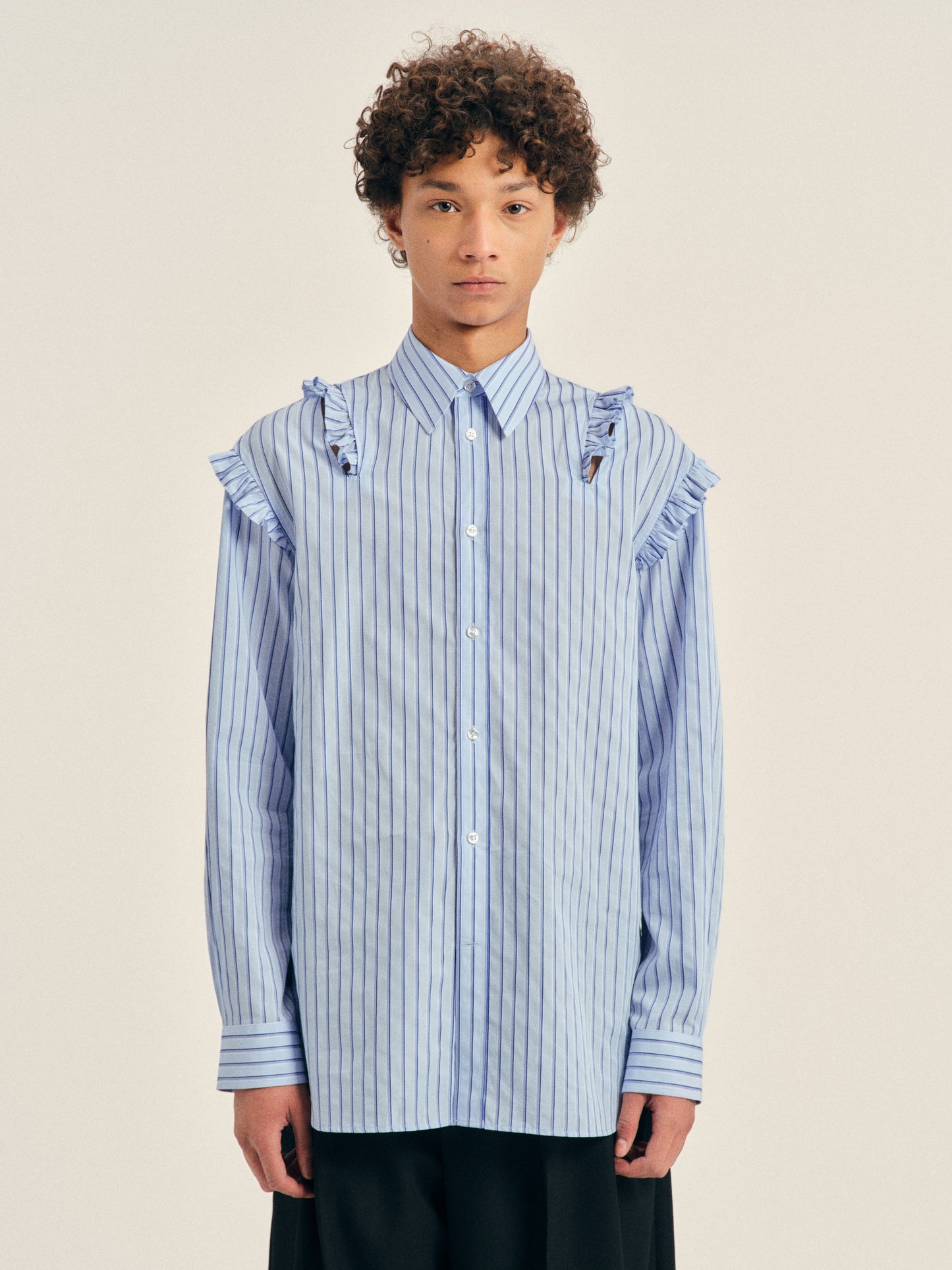 Double Ruffle Slash Easy Shirt