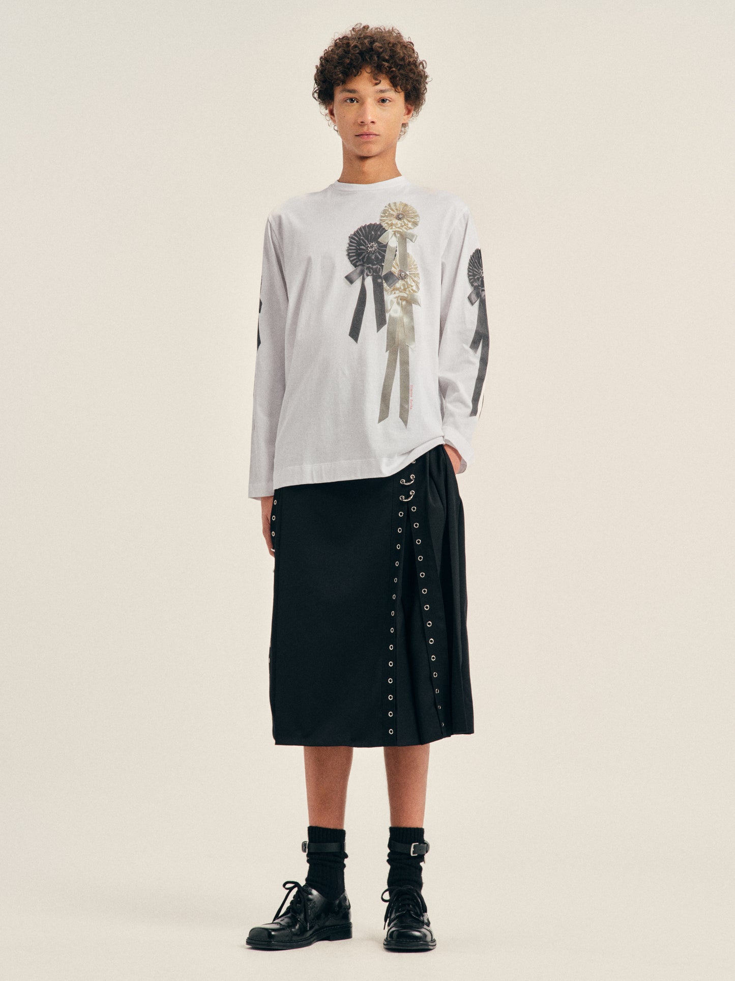 Ribbon Rosette Print Long Sleeve T-Shirt