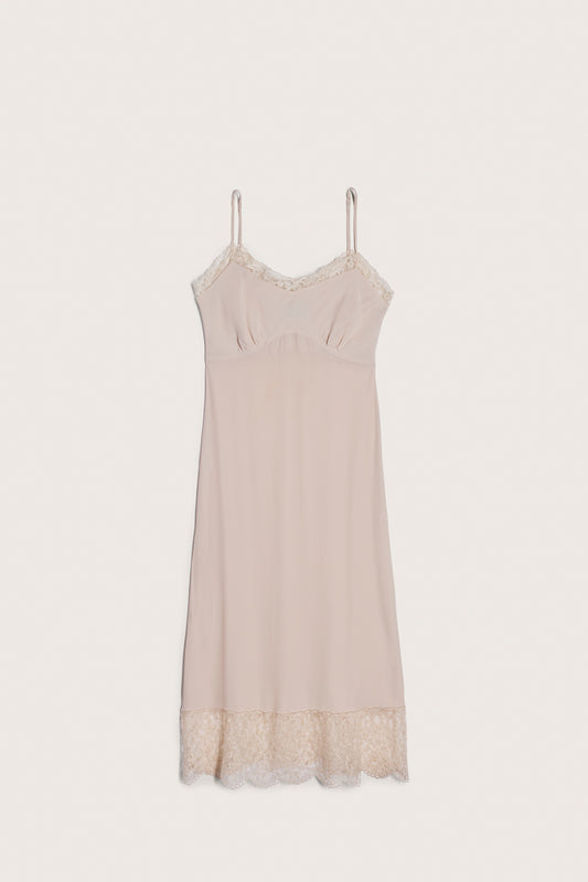 Deep Lace Trim Slip Dress