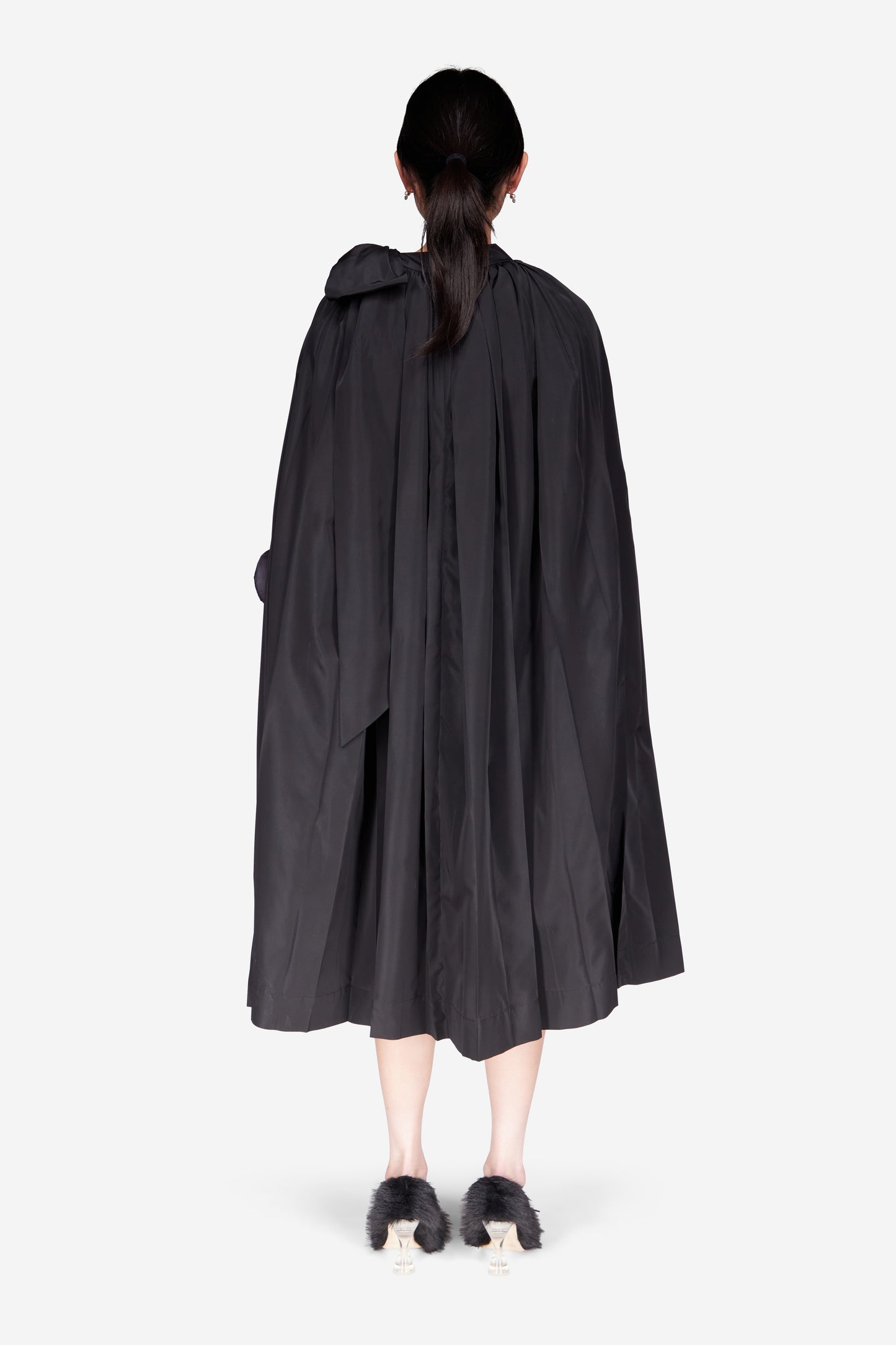 Pleated Cascade Cape Dress