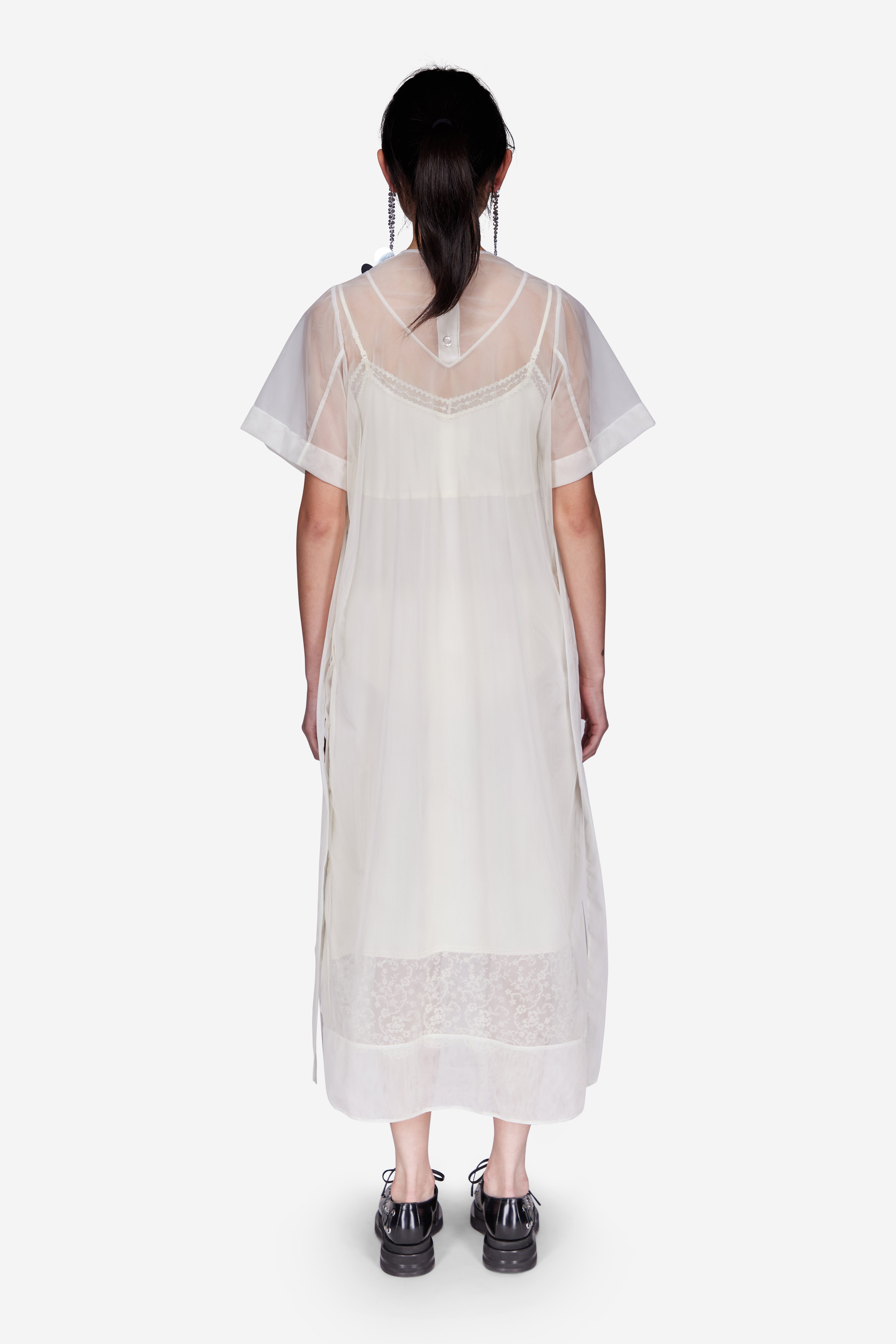 Silver Flower Sequin Apron Dress - Simone Rocha