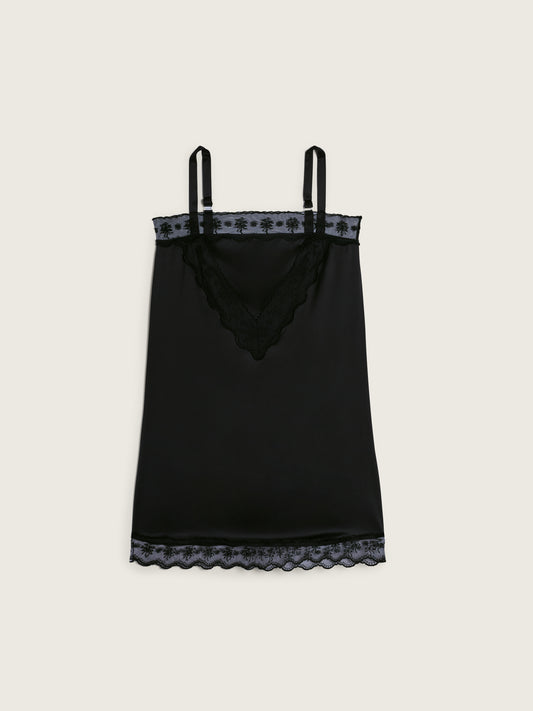 Mini Square Neck Lace Trim Dress