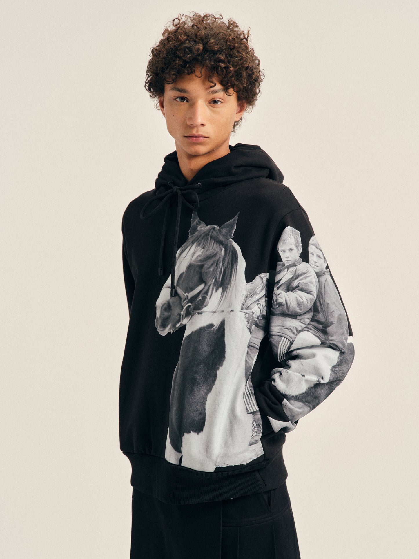Boxy Pony Kid Print Hoodie
