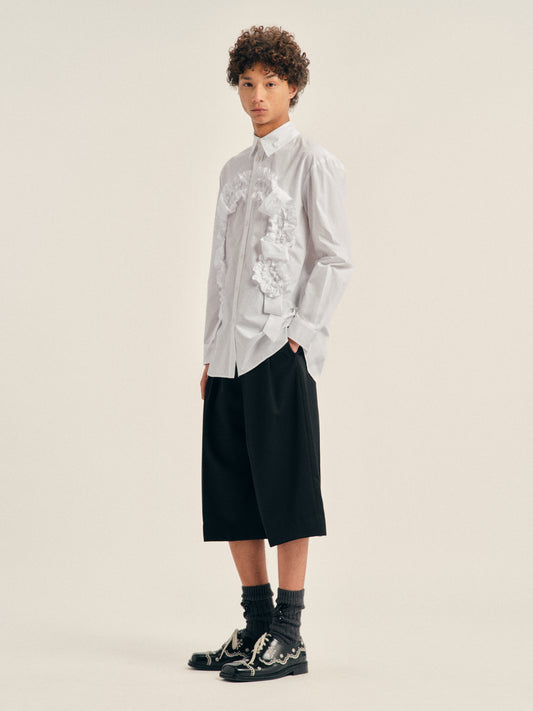 Peeling Waist Wide Leg Shorts