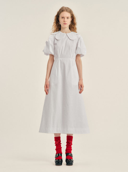 Puff Sleeve Petal Collar Dress