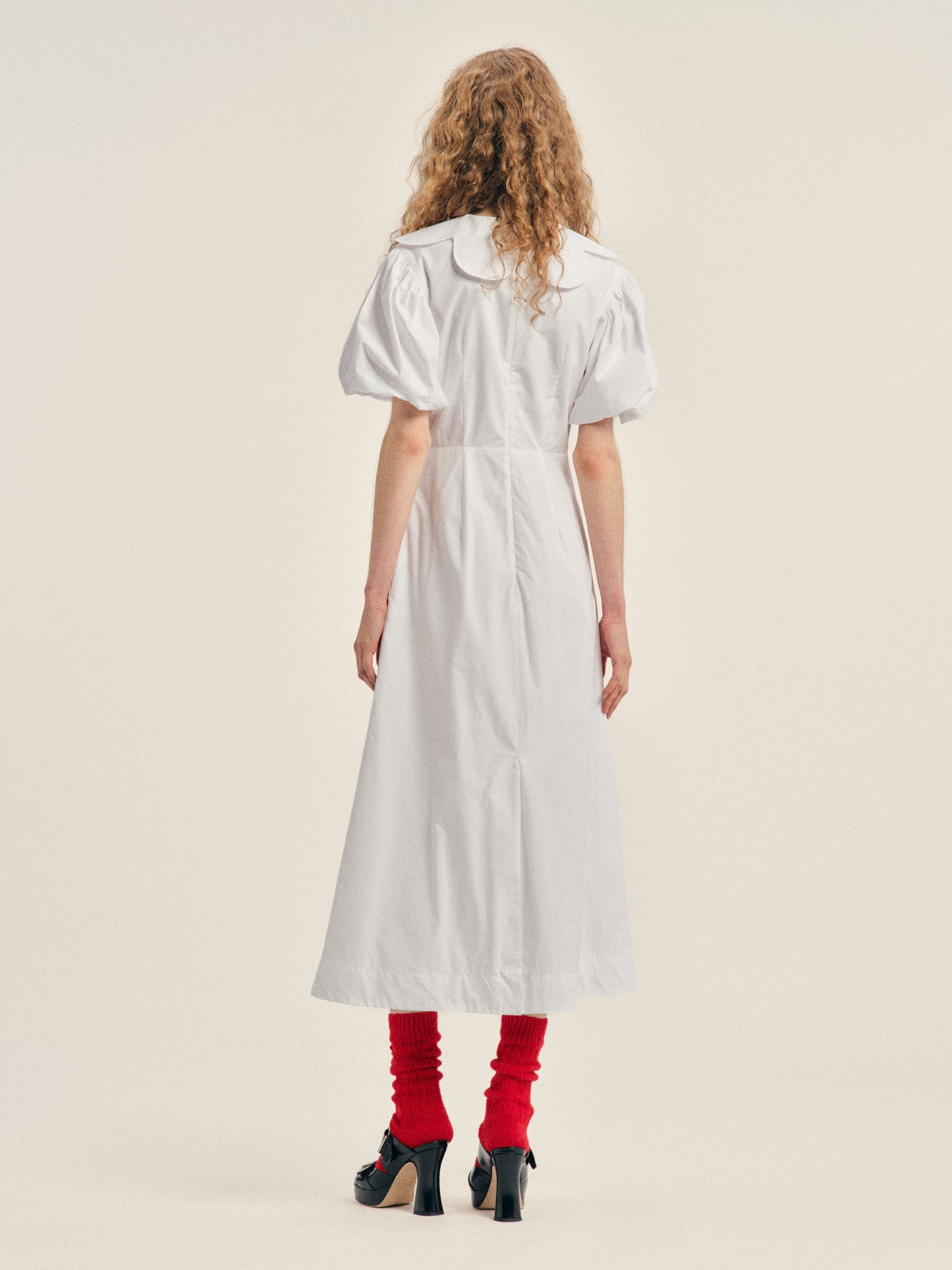 Puff Sleeve Petal Collar Dress