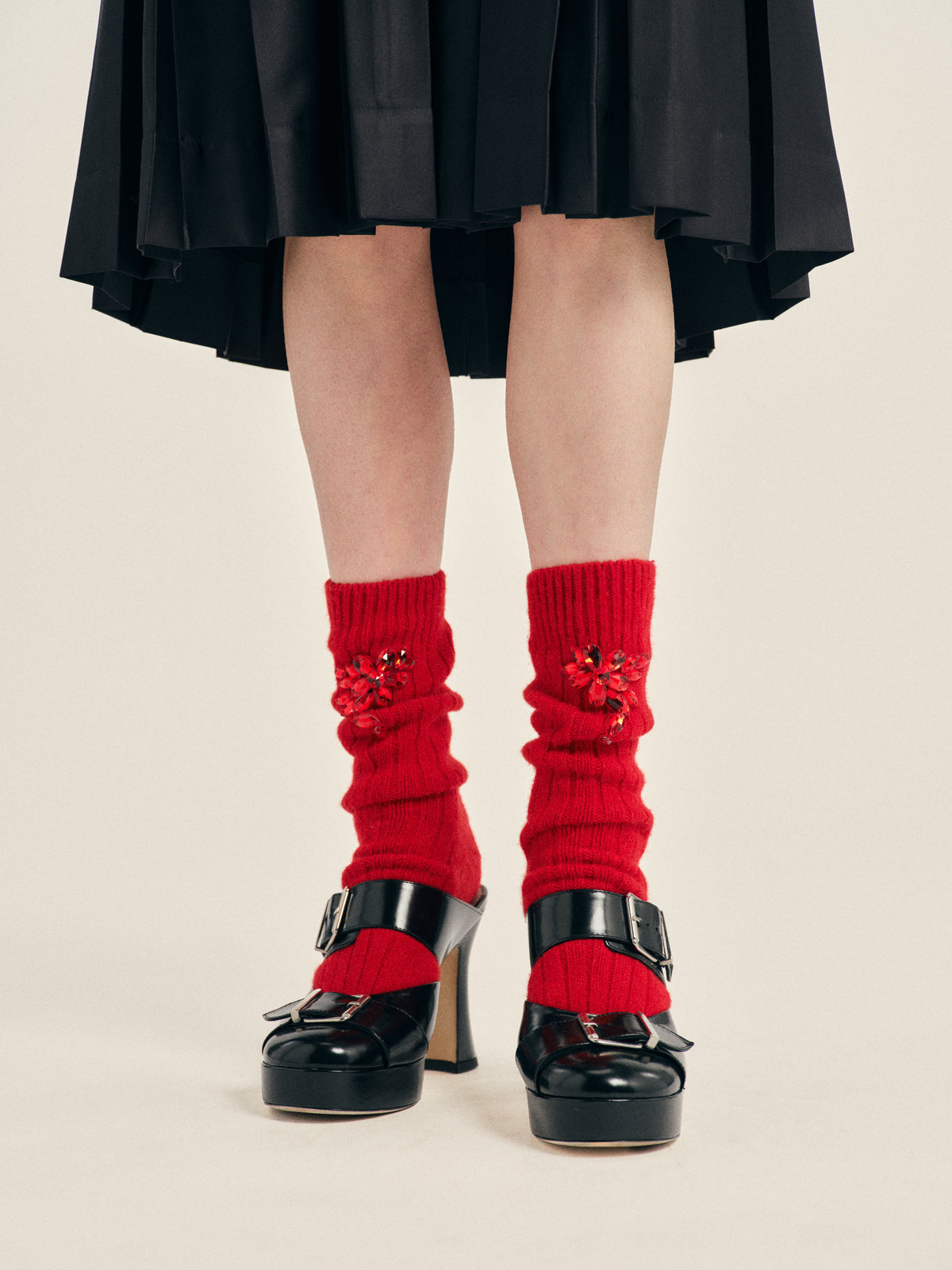 Embellished Chunky Wool Ankle Socks