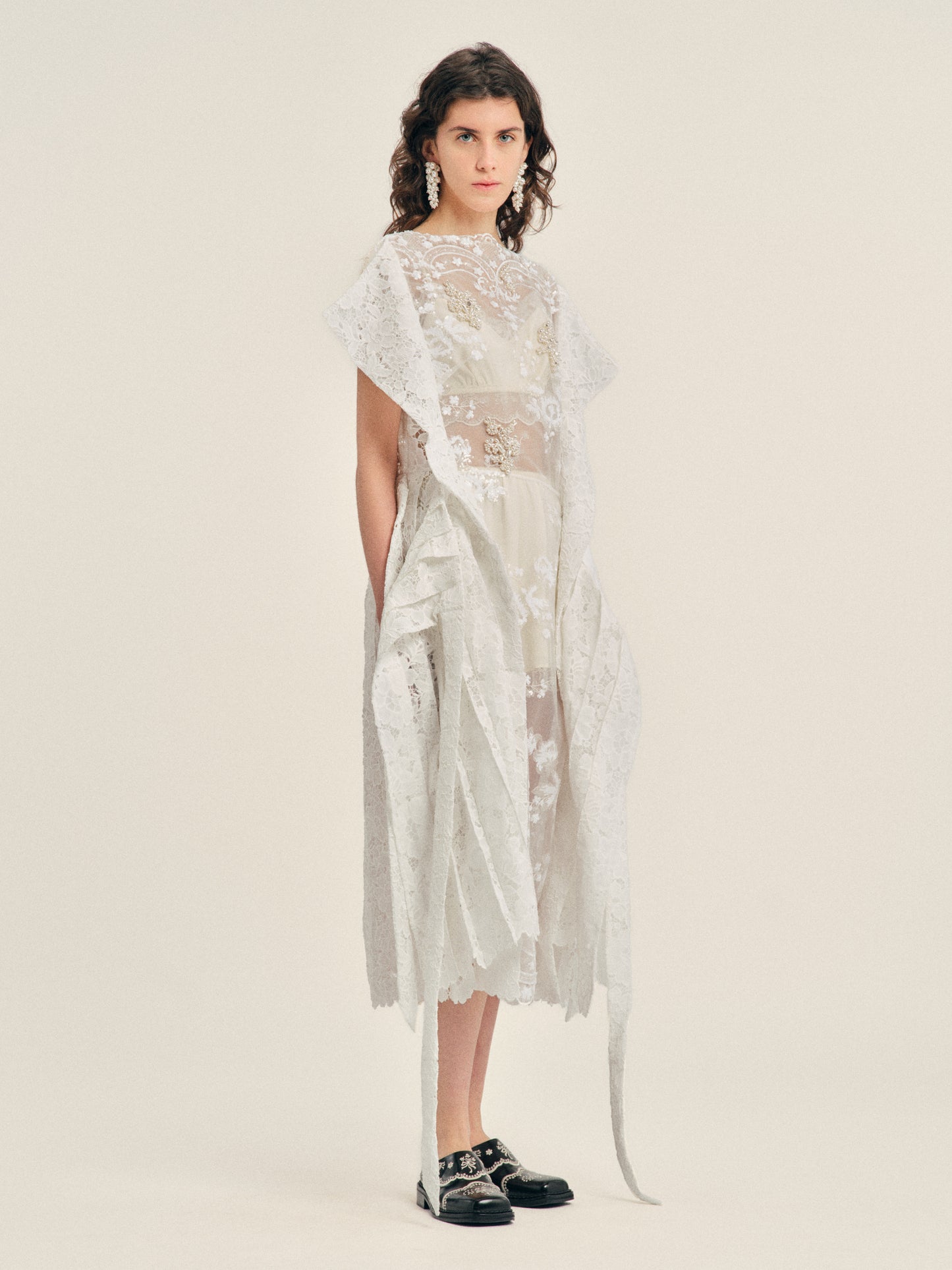 Embellished Pleated Sheer Panel Flare Dress