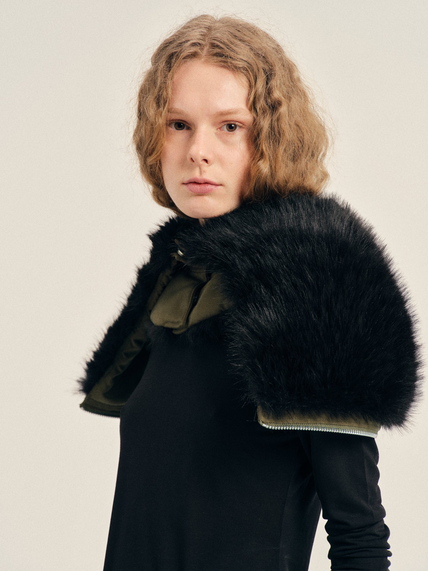 Split Faux Fur Zip Hood