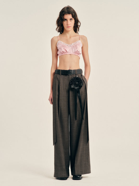 Wide Leg Sash Trousers