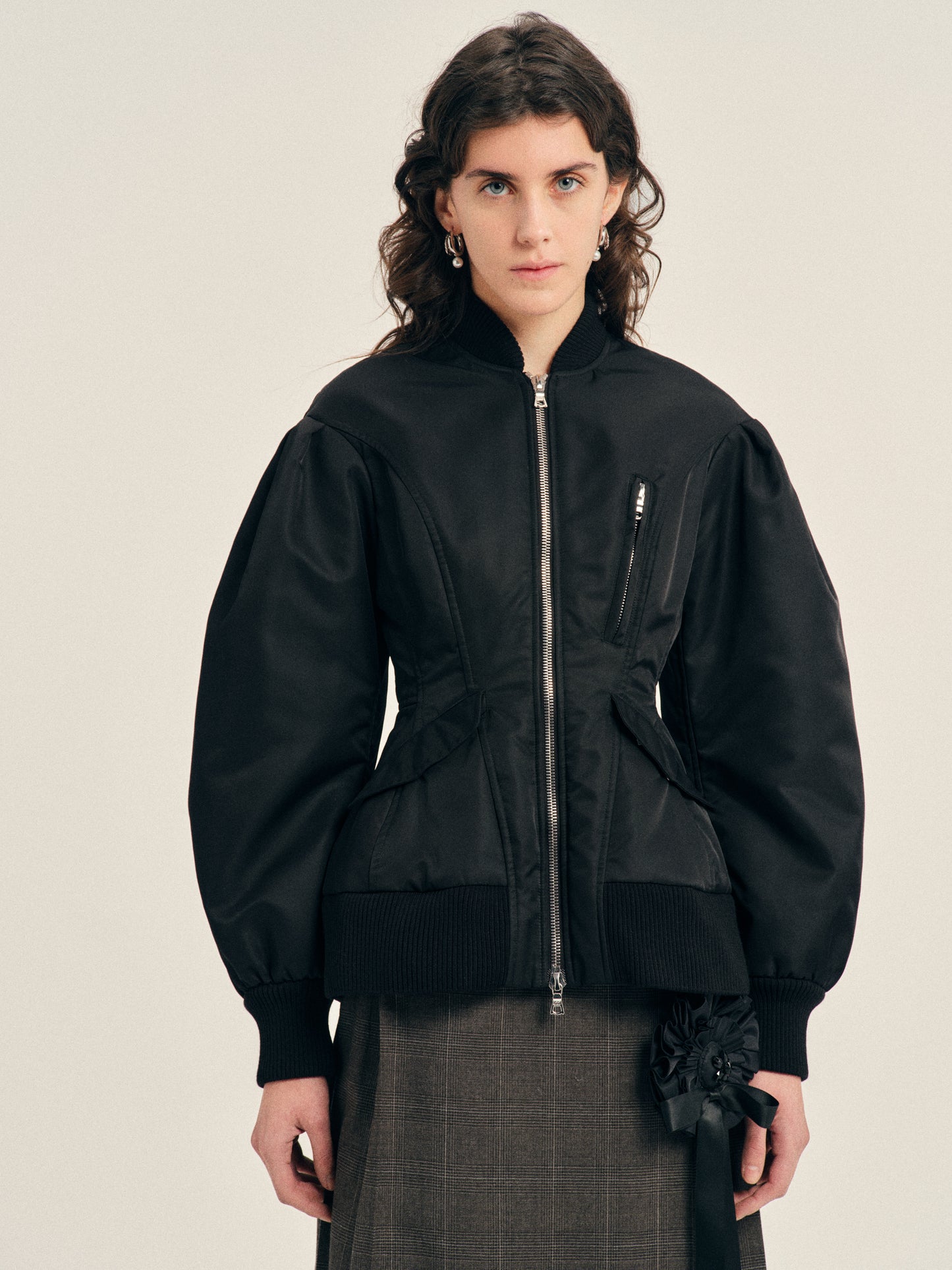 Padded Sculpted Bomber Jacket