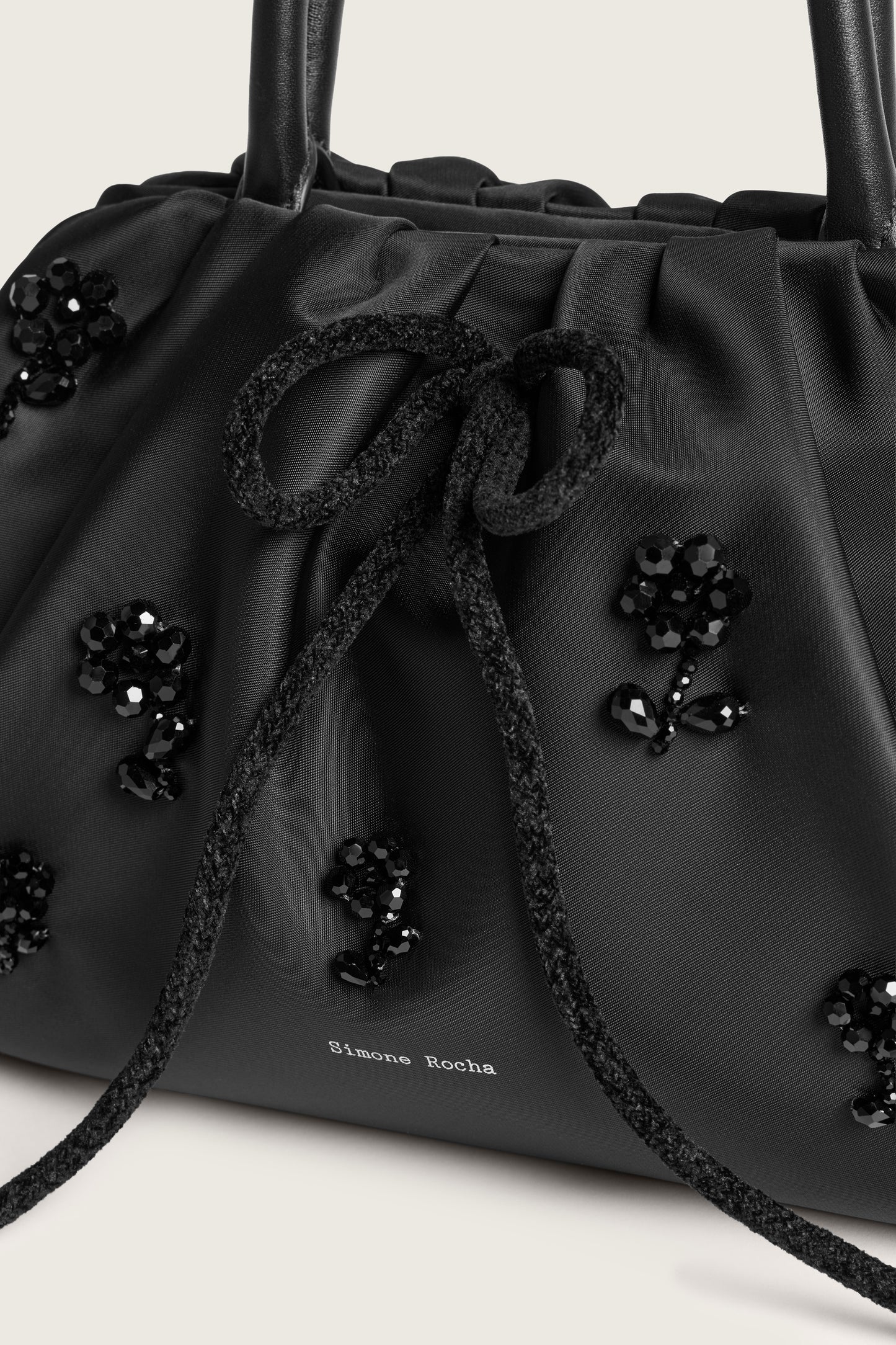 Embellished Gathered Top Handle Bag