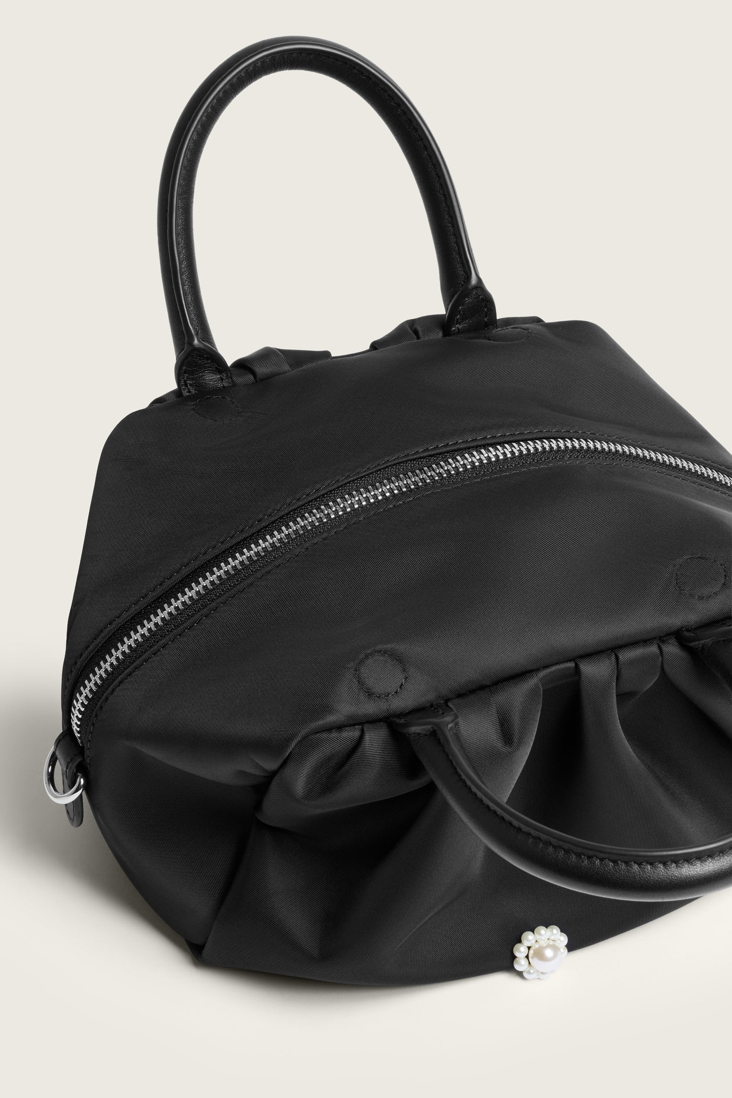 Embellished Mini Gathered Top Handle Bag