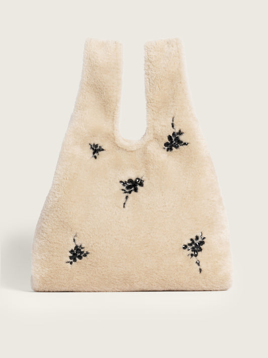 Embellished Faux Fur Shopper Bag