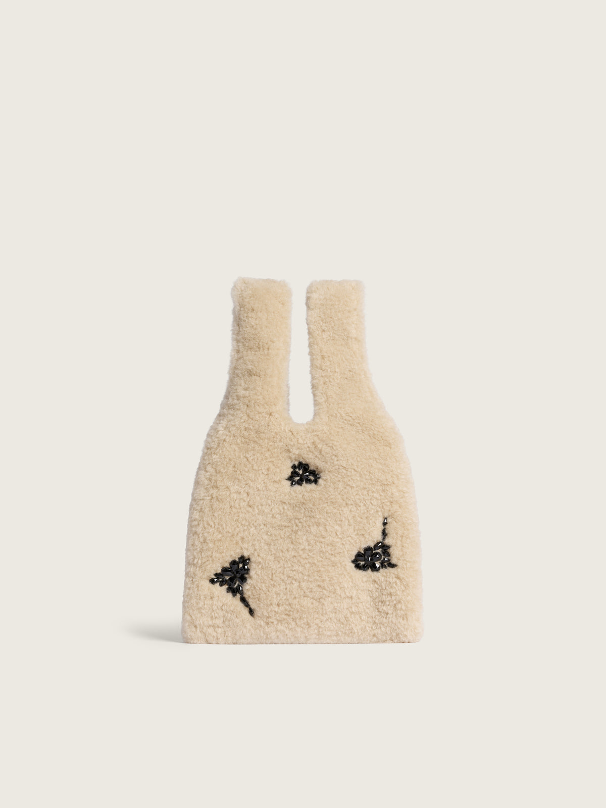 Embellished Mini Faux Fur Shopper Bag