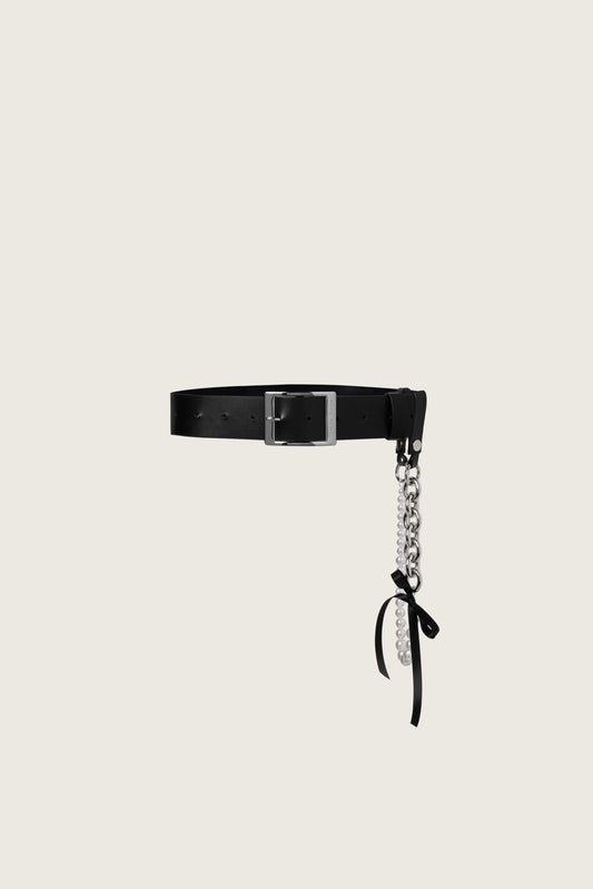 Pearl Chain Leather Belt