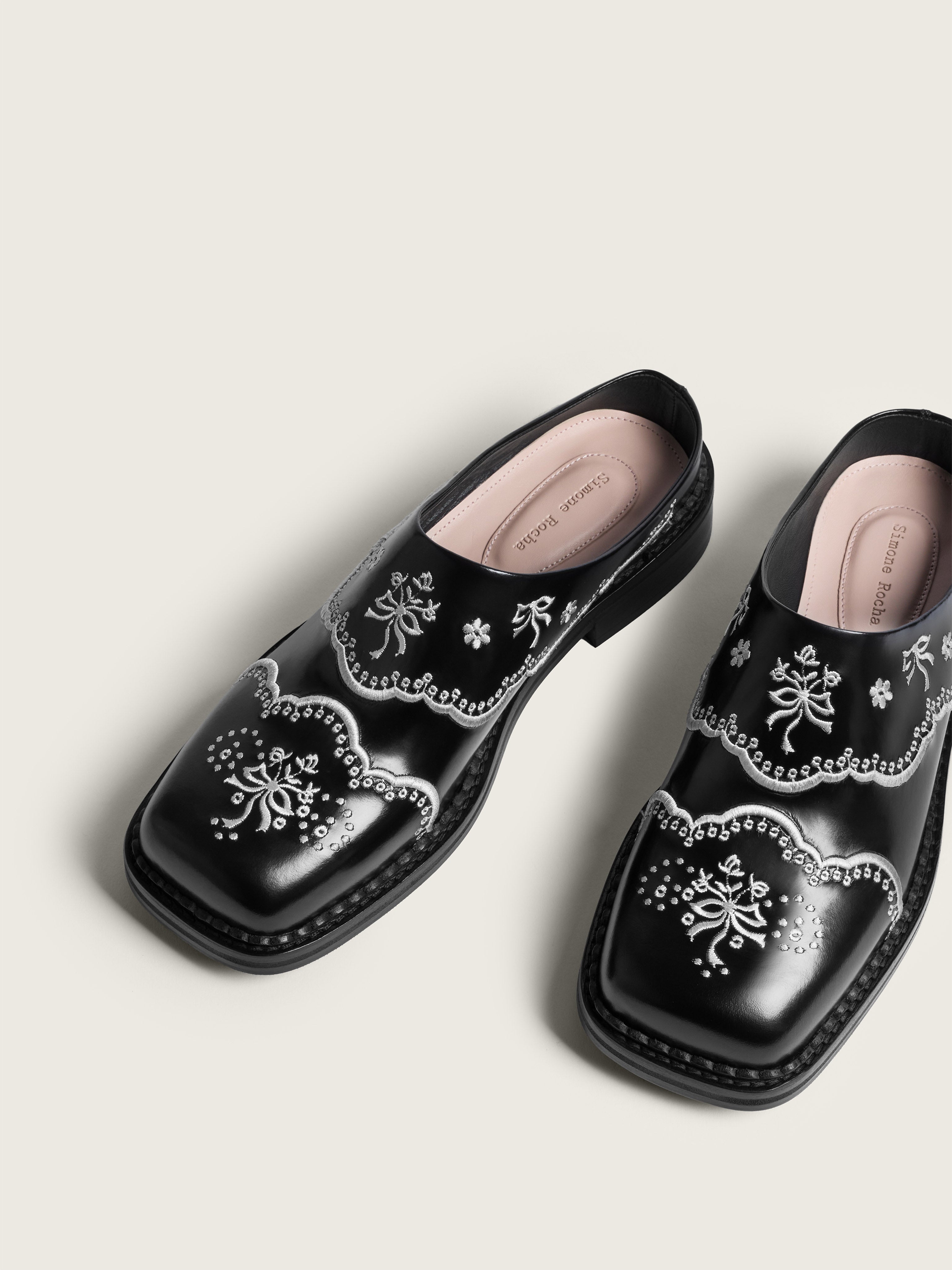 K*o様  × Simone Rochaパール レザー ダービーシューズ Floral Lace Mule – Simone Rocha