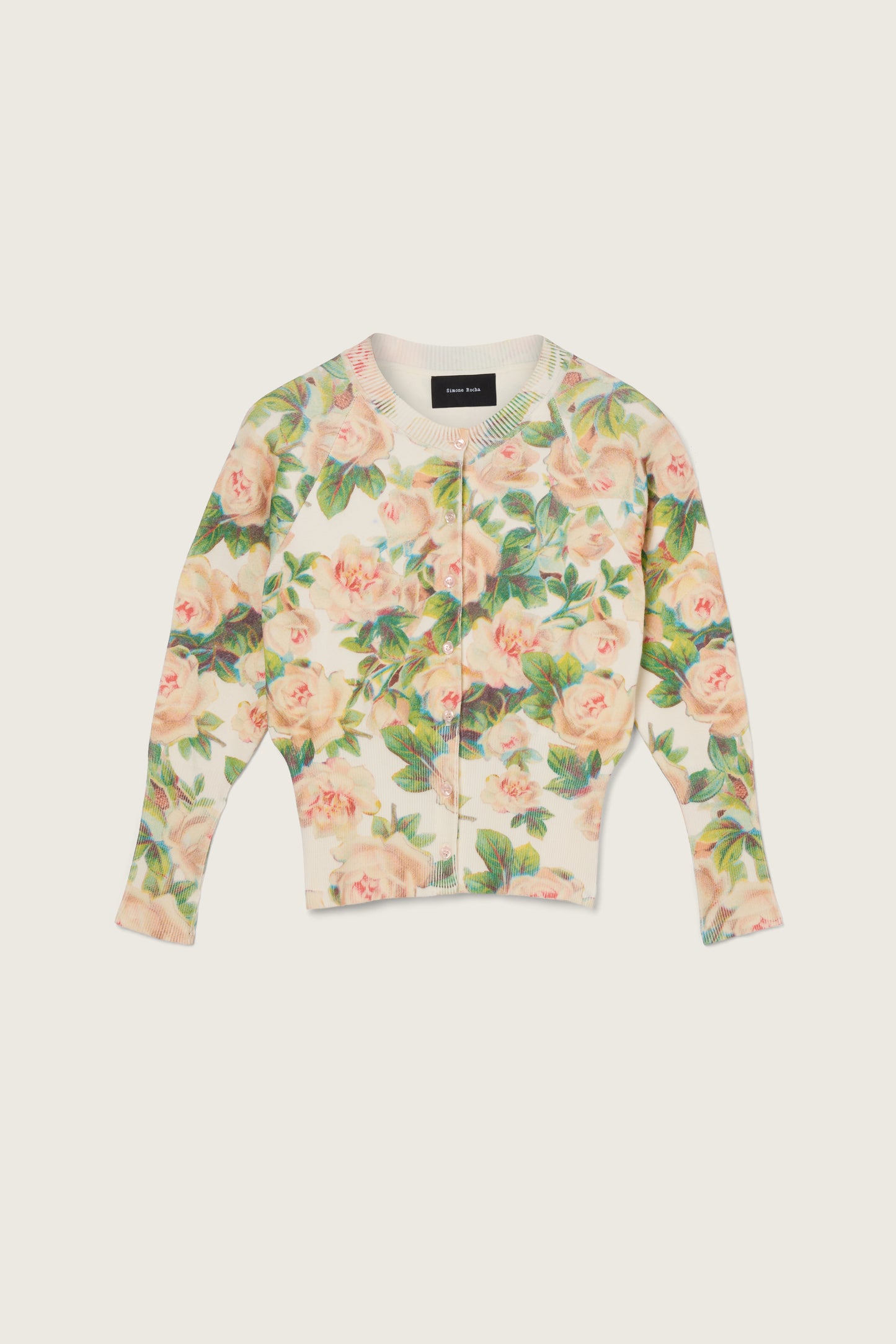 Shrunken Floral Knit Cardigan