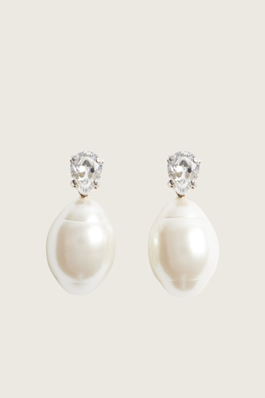 Classic Pearl & Crystal Stud Earrings