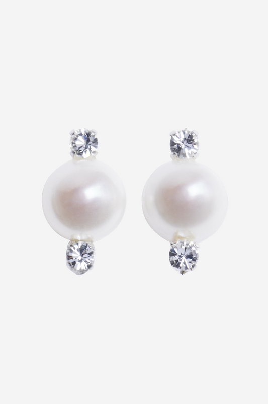 Mini Crystal Pearl Stud Earrings