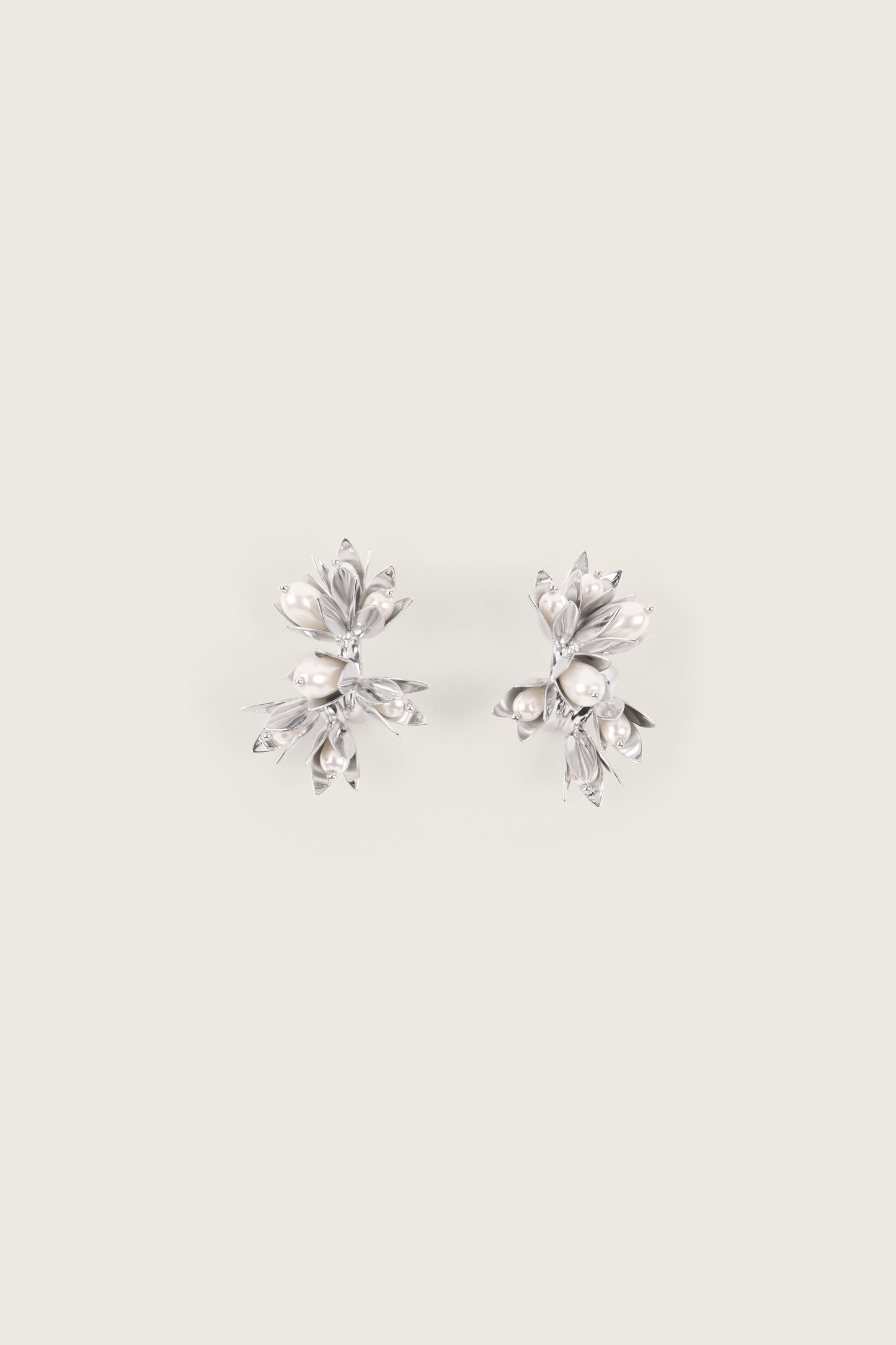 Encased Pearl Flower Cluster Earrings