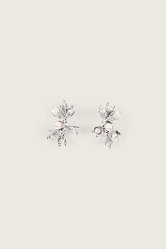 Encased Pearl Flower Cluster Earrings