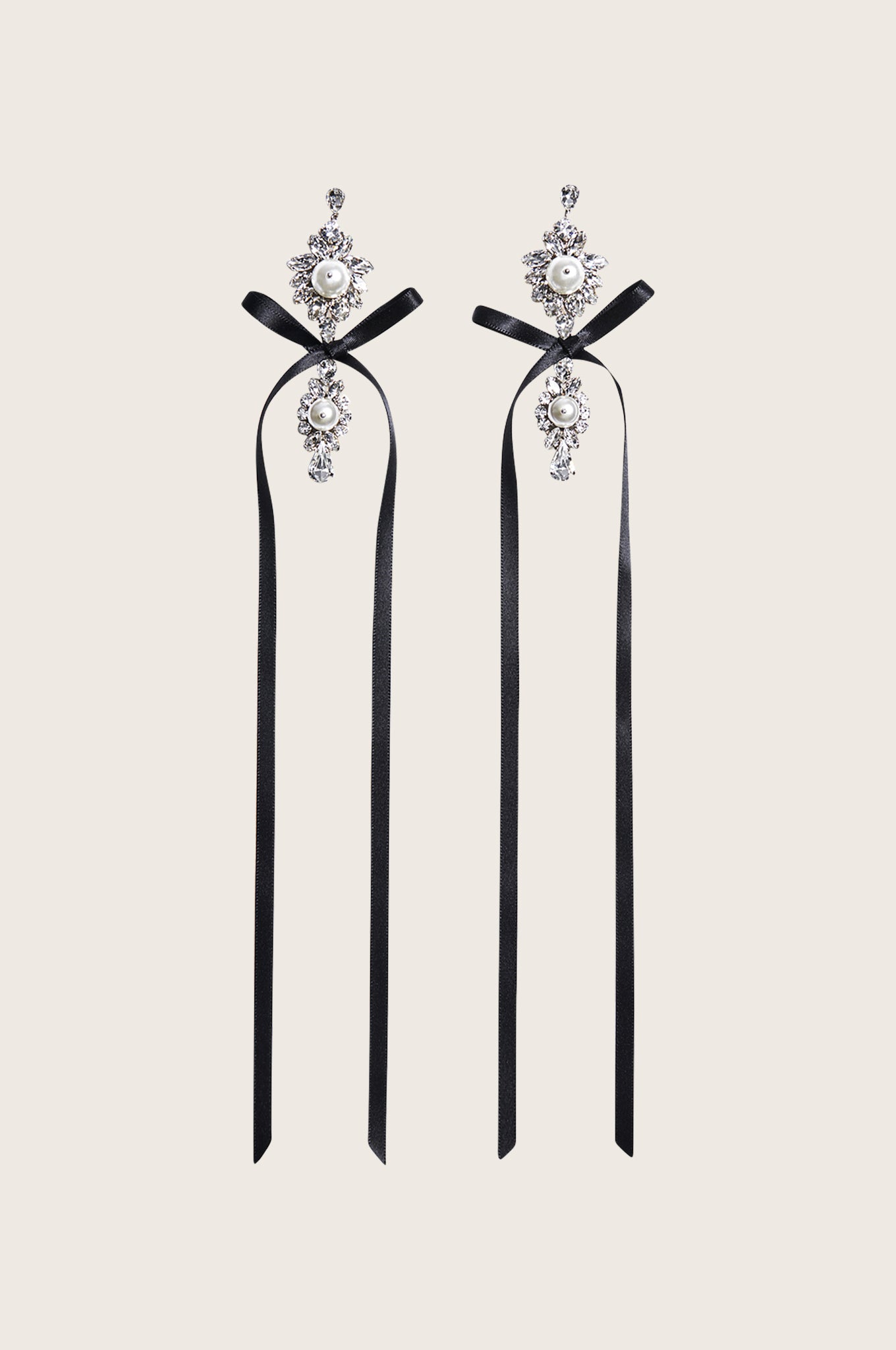 Long Crystal Crest Bow Earrings